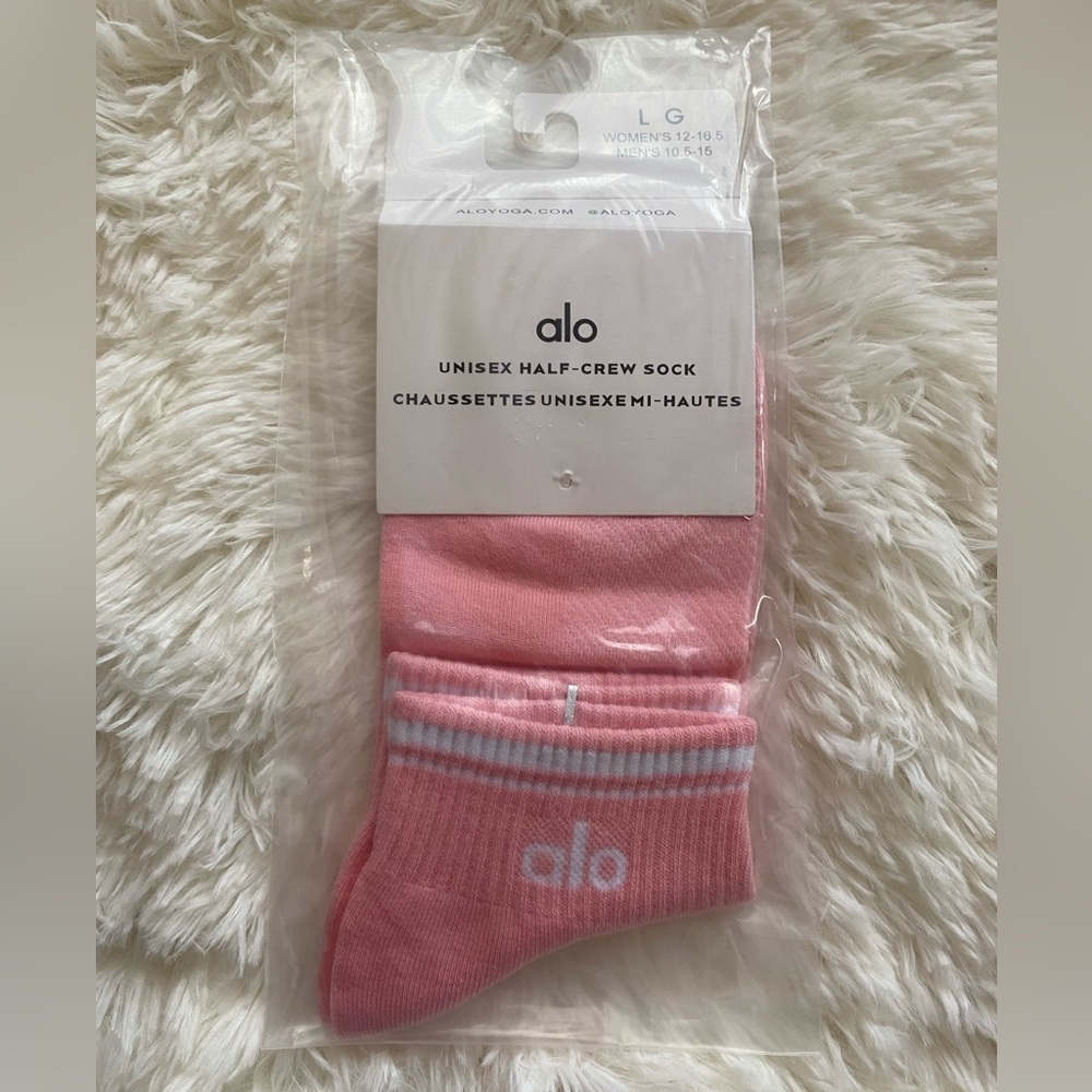 ALO Yoga Pink And White Half-Crew
Socks Unisex